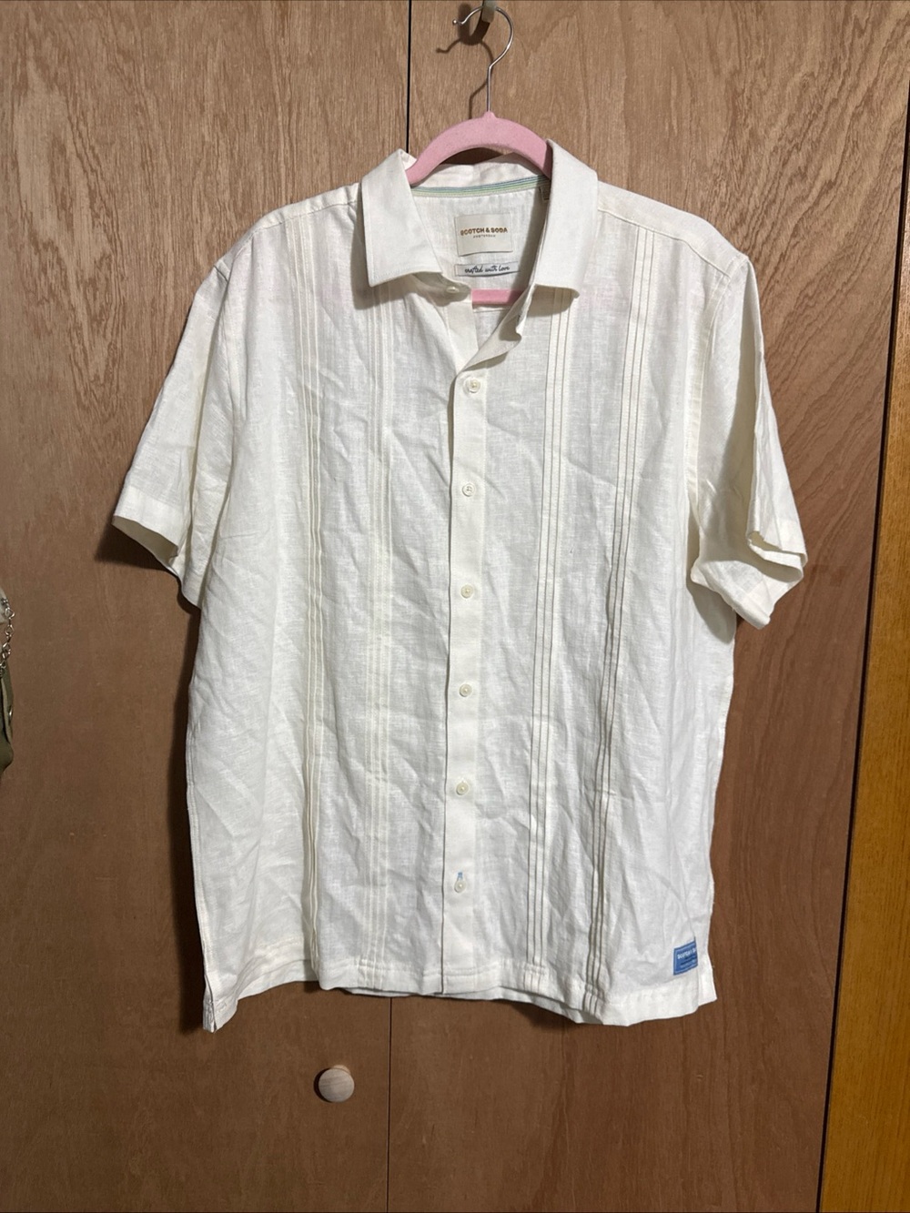 Scotch & Soda Cream Short-Sleeve Button-Up Shirt